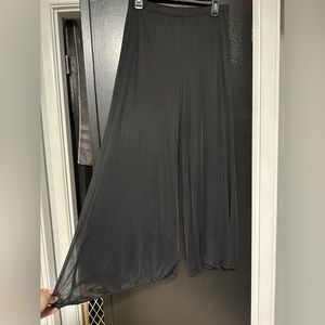 Black wide leg pants with overlay. Flowy. Petite large.